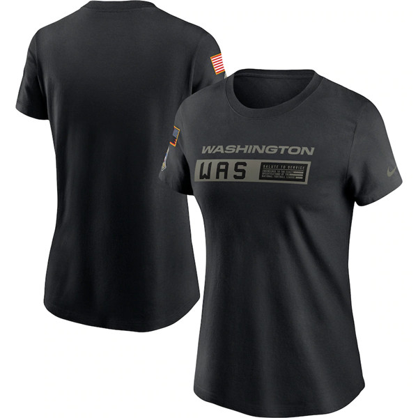 Women's Washington Football Team Black NFL 2020 Salute To Service Performance T-Shirt (Run Small)